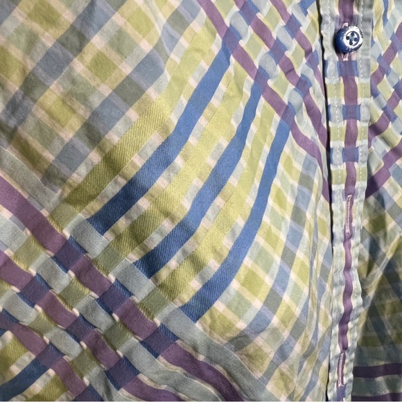 Vintage 90s Tommy Hilfiger Womens Sz L Rainbow Plaid Cotton Button Shirt - Picture 4 of 5